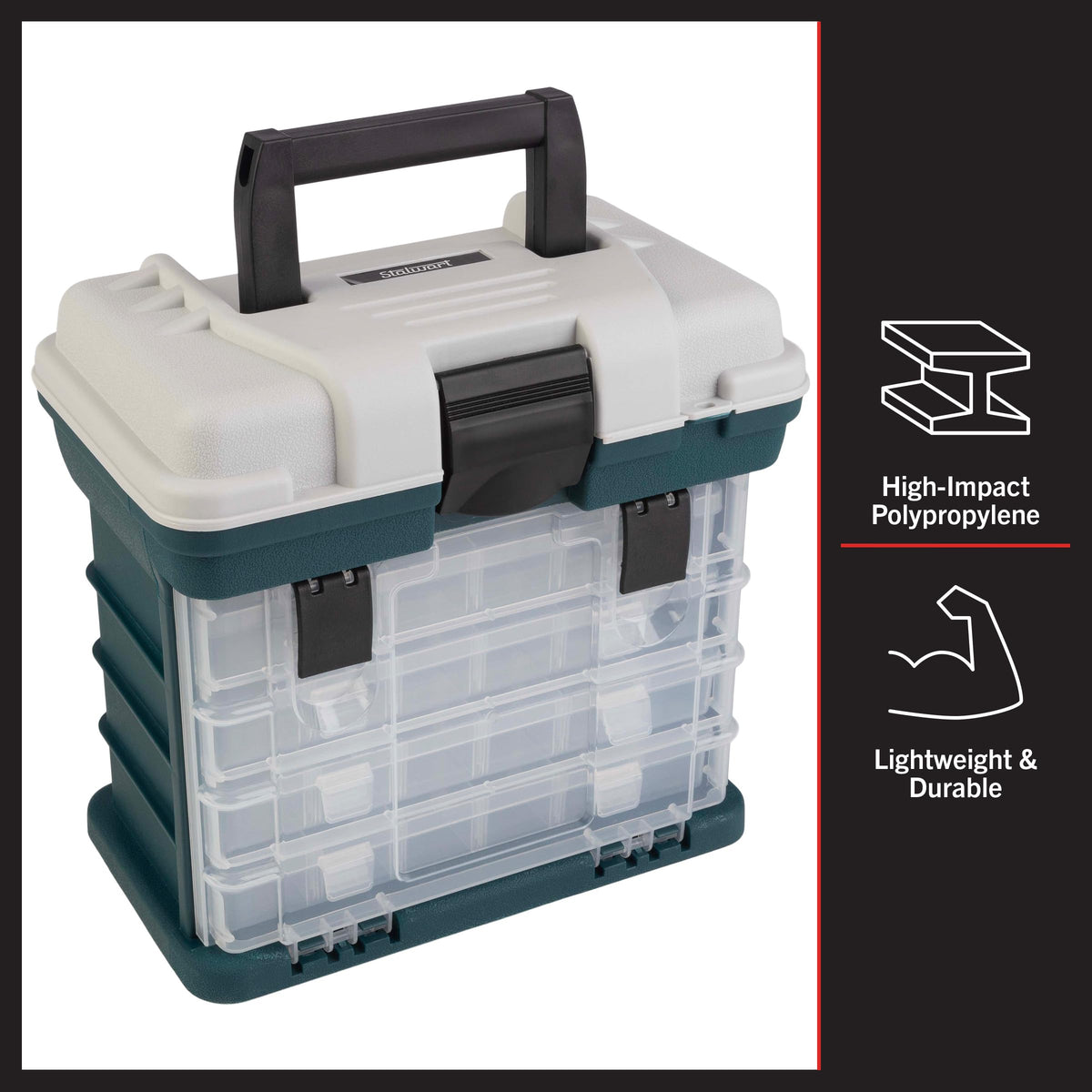 Stalwart small parts organizer is durable and portable for home or shop.