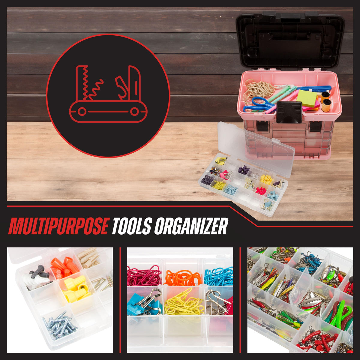 Stalwart pink box removable drawers offer customizable organization.