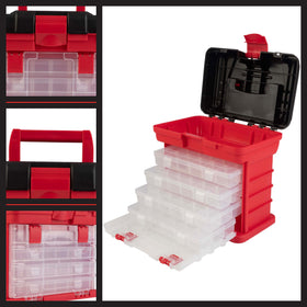 Stalwart portable tool box in red and black for easy identification.