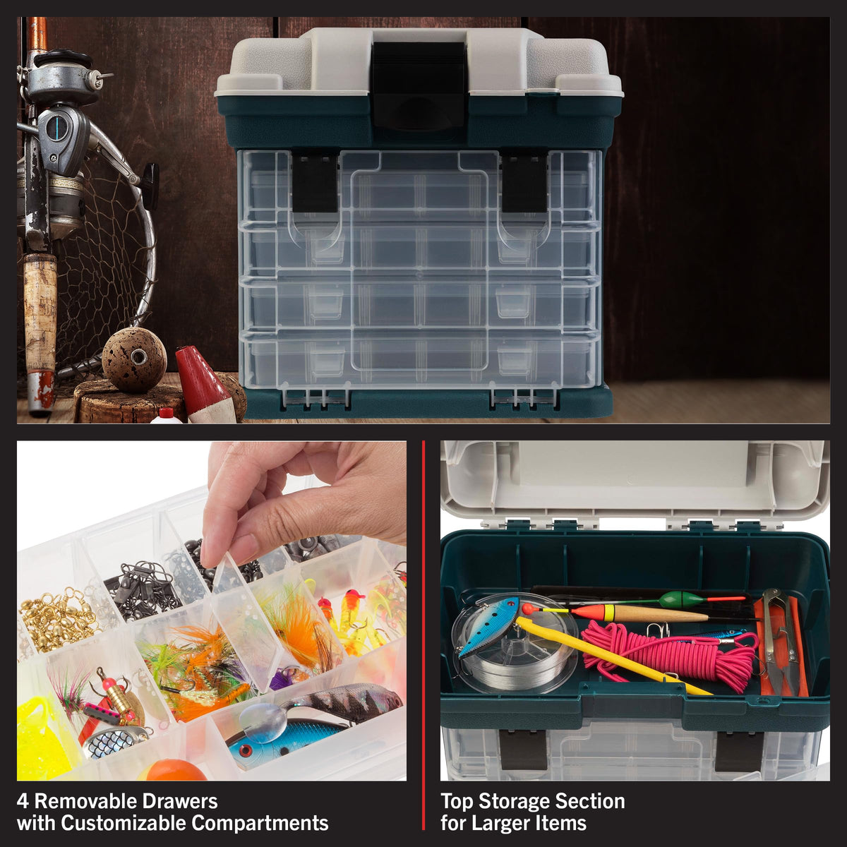 Stalwart tool box with removable drawers offers customizable storage for small parts.