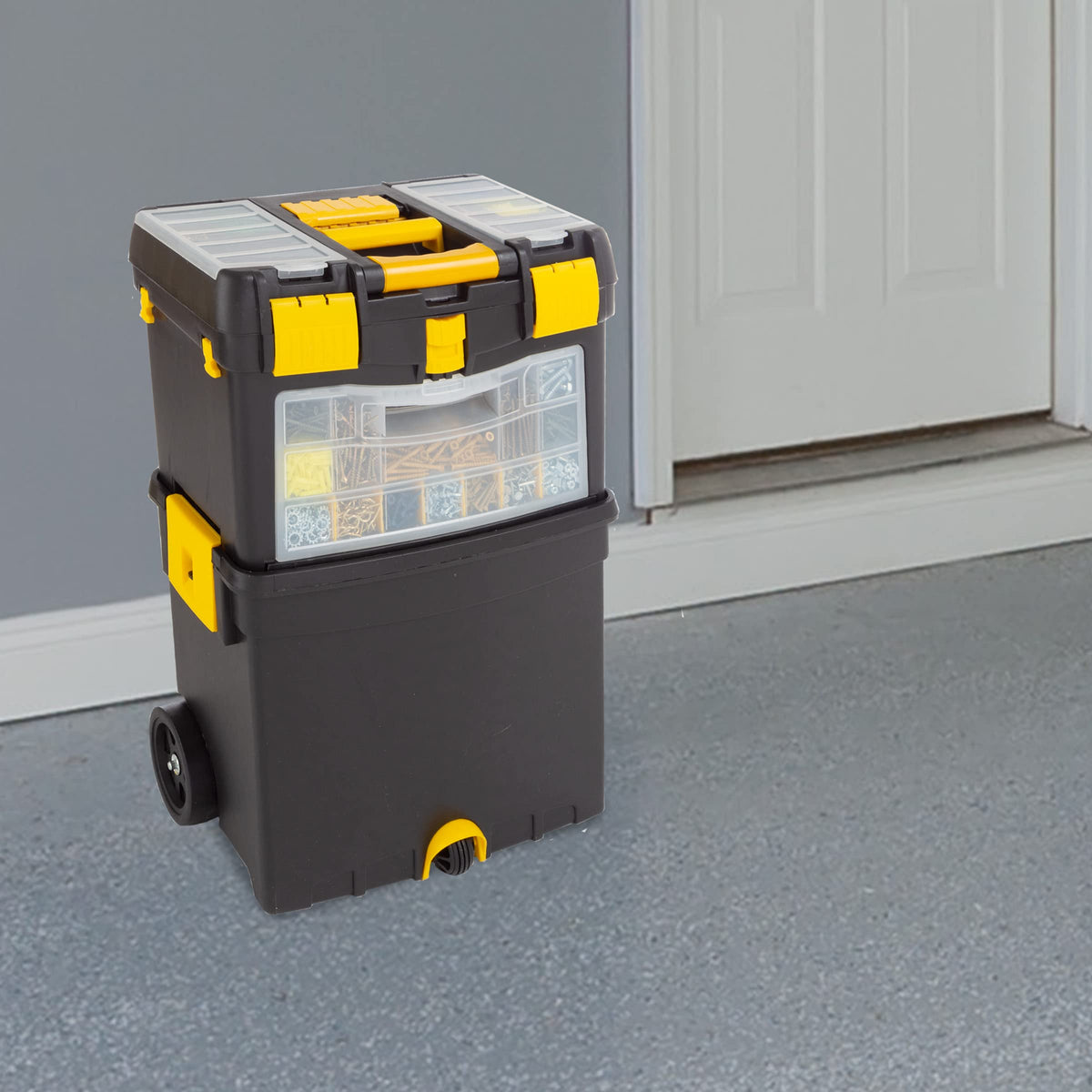 Stalwart rolling toolbox rugged polypropylene and metal construction for tough sites