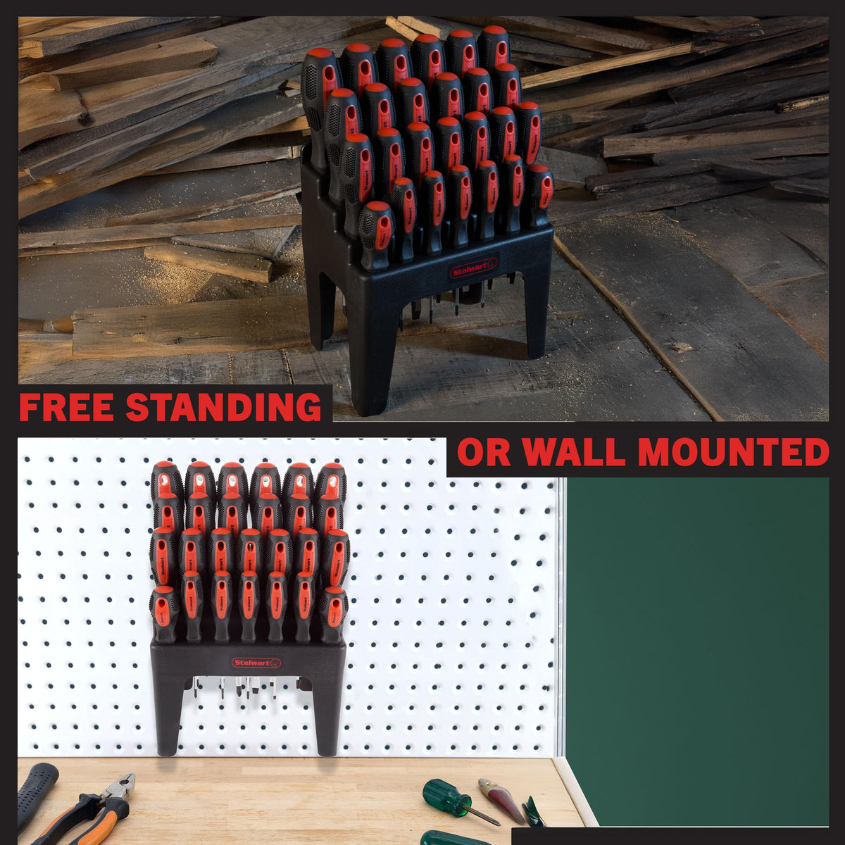 Stalwart organizer stand displaying screwdrivers for easy reach and tidiness