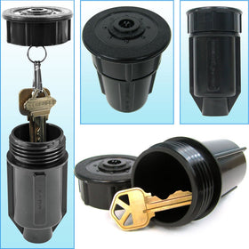 Stalwart discreet storage for keys, cash, or small documents outdoors.