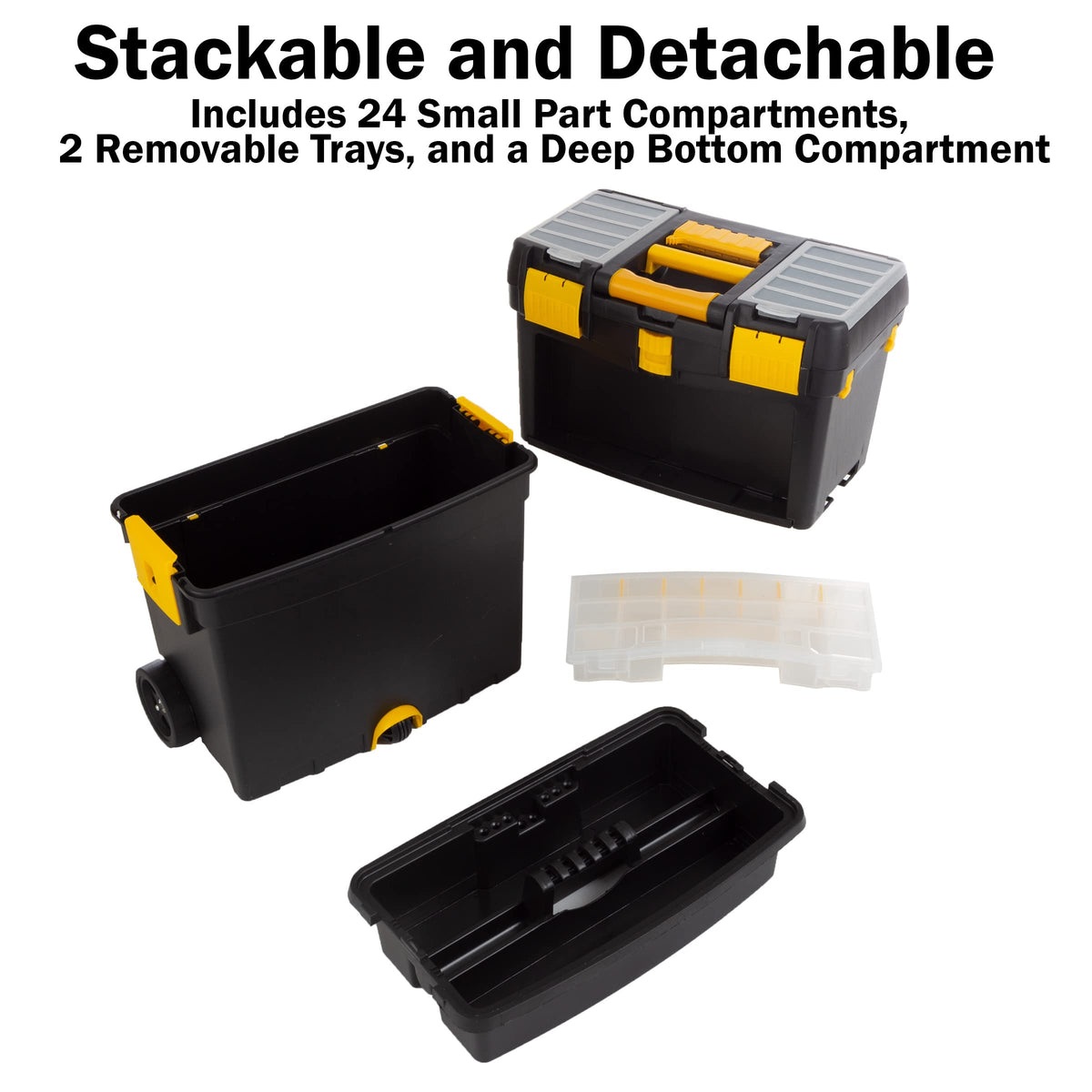 Stalwart tool box deep bottom compartment stores tools and PPE