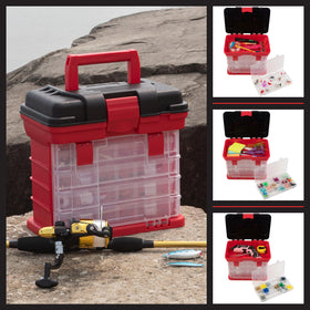 Stalwart tool box ideal for hardware, fishing tackle, beads, and crafts.