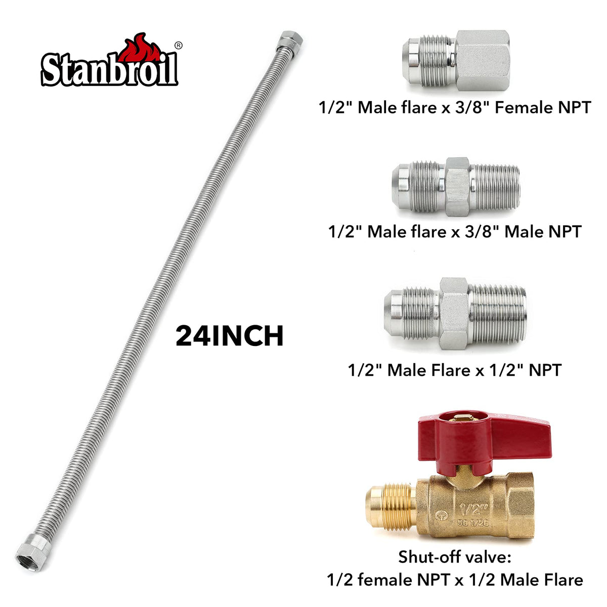 Stanbroil brass shut-off valve enabling easy servicing of gas appliances
