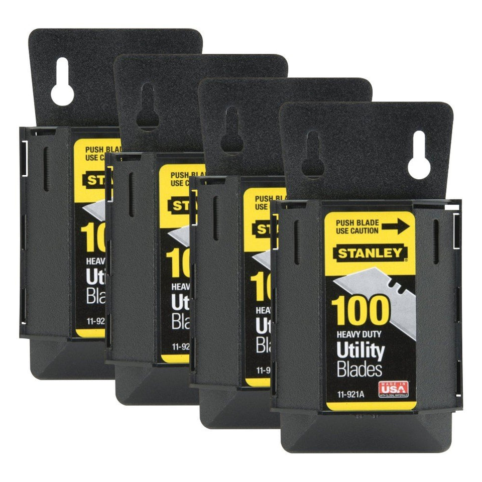Stanley 11-921A blades in dispenser on wall mount for safe access.