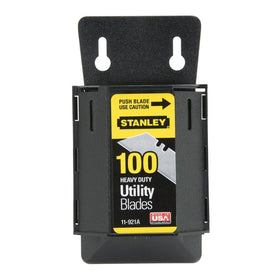 Close-up of Stanley heavy-duty blades shows a precision-honed edge for durable cuts.