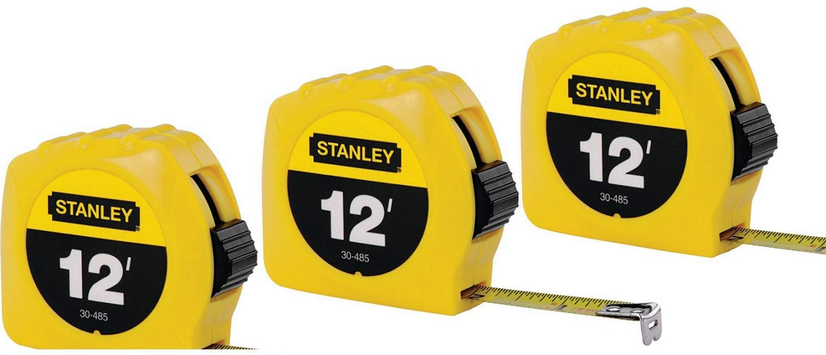 Stanley 30-485 tape measure features a yellow case for easy toolbox visibility