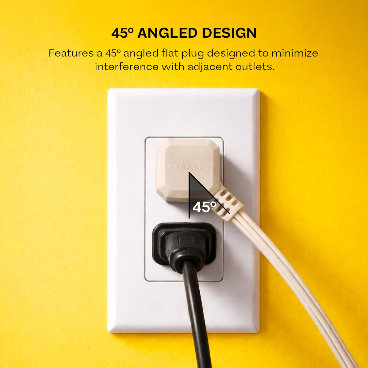 STANLEY CordMax with 3 grounded outlets simplifies plugging in multiple devices.
