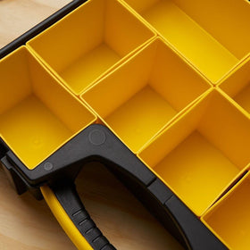 Stanley Deep Pro Organizer on-site use showcasing portable organization.