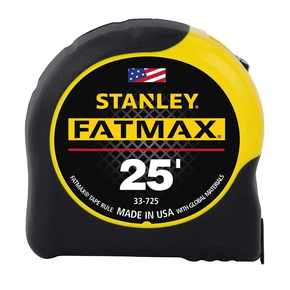 STANLEY FatMax 25 ft tape measure bladearmor close-up showing blade durability.