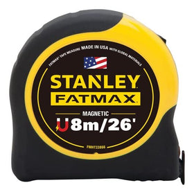 STANLEY FatMax magnetic tape measure showing 11' blade standout for easy one‑person measurements.