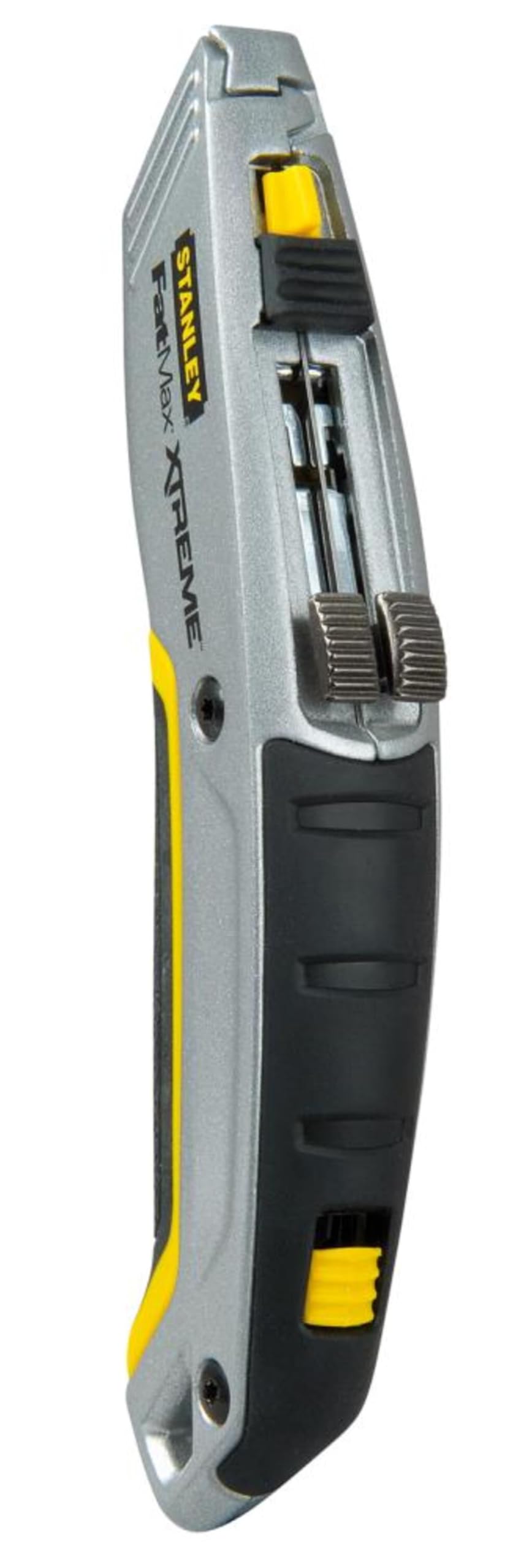 STANLEY Twin Blade Knife instant-change button enables fast blade replacement.