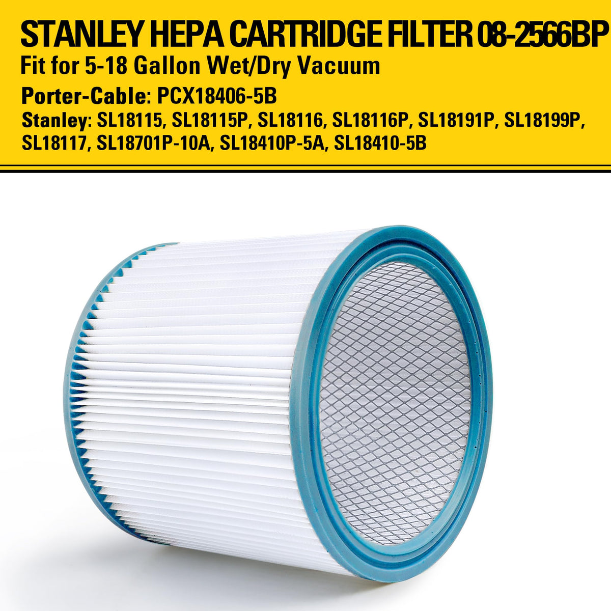 STANLEY HEPA filter 08-2566BP compatible with several vacuums for steady airflow