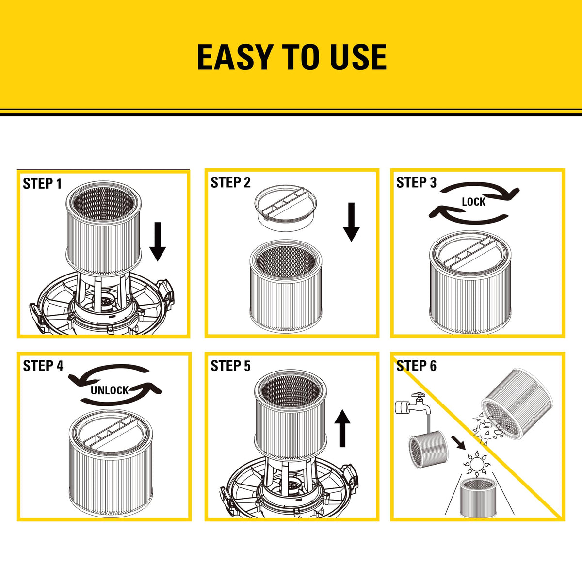 STANLEY HEPA filter dimensions 5-8 ID 6-9 L 7-7 H