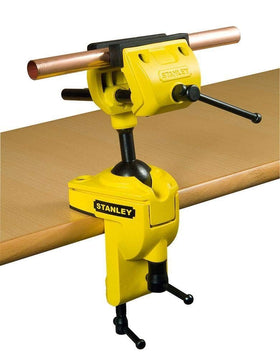 Stanley MaxSteel hobby vice shows removable rubber jaw covers to protect delicate finishes.