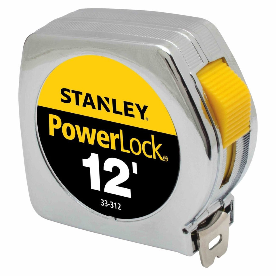 Stanley PowerLock 33-312 tape measure blade with protective Mylar cover for durability.