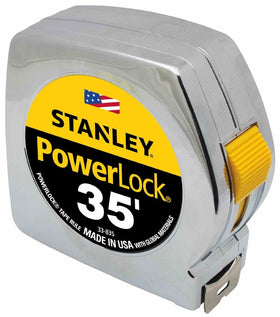 STANLEY PowerLock 35ft pocket-size tape measure ideal for on-the-go tasks.