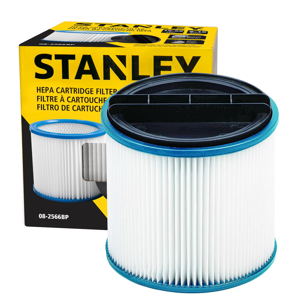 STANLEY replacement HEPA filter for wet-dry vac improves airflow and cleanup