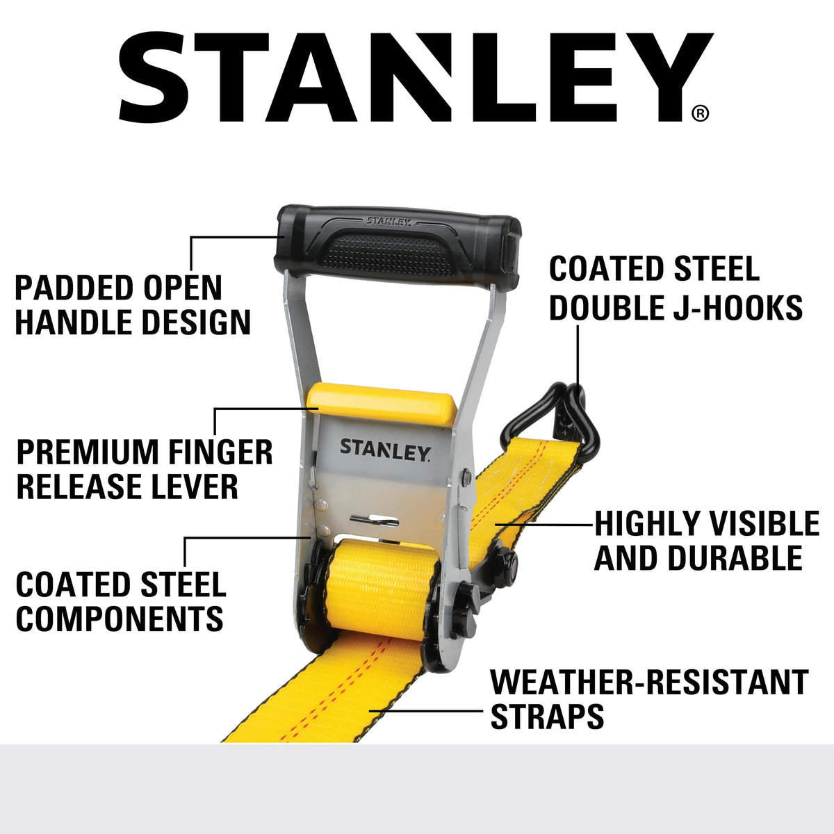 STANLEY S10000J double J-hooks resist slipping during transport