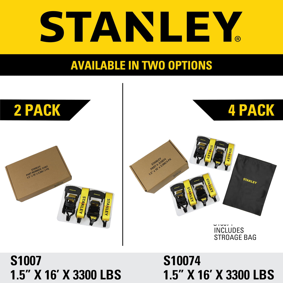 STANLEY S10074 four-pack provides versatile fleet-ready tie-downs