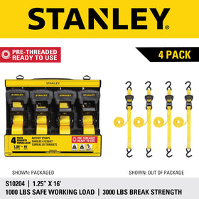 Four-pack display of STANLEY S10204 provides ready cargo solutions.