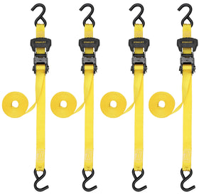 STANLEY S10204 ratchet straps in package enable fast, secure cargo binding.