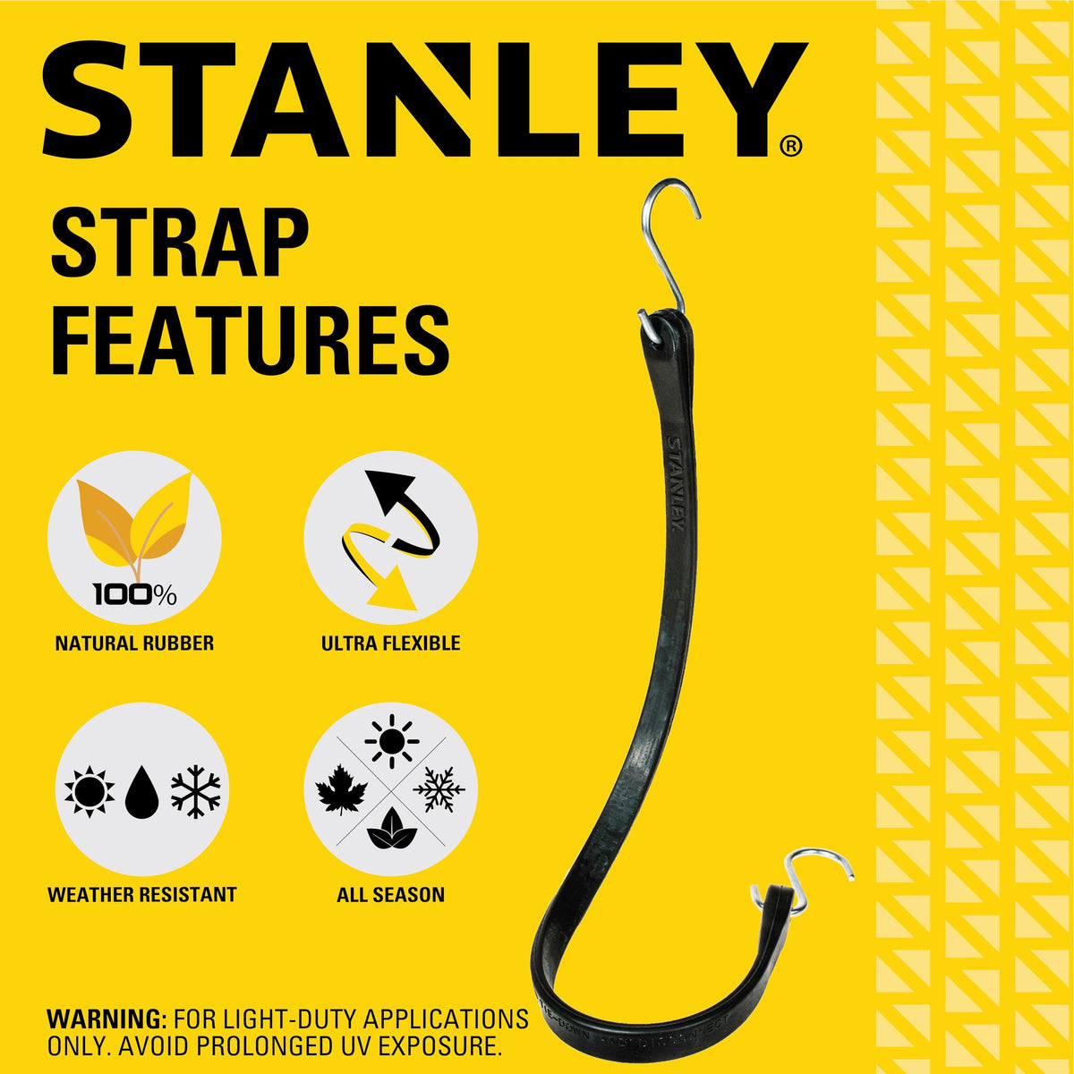 Stretch test showing rebound of STANLEY tarp straps to absorb shocks