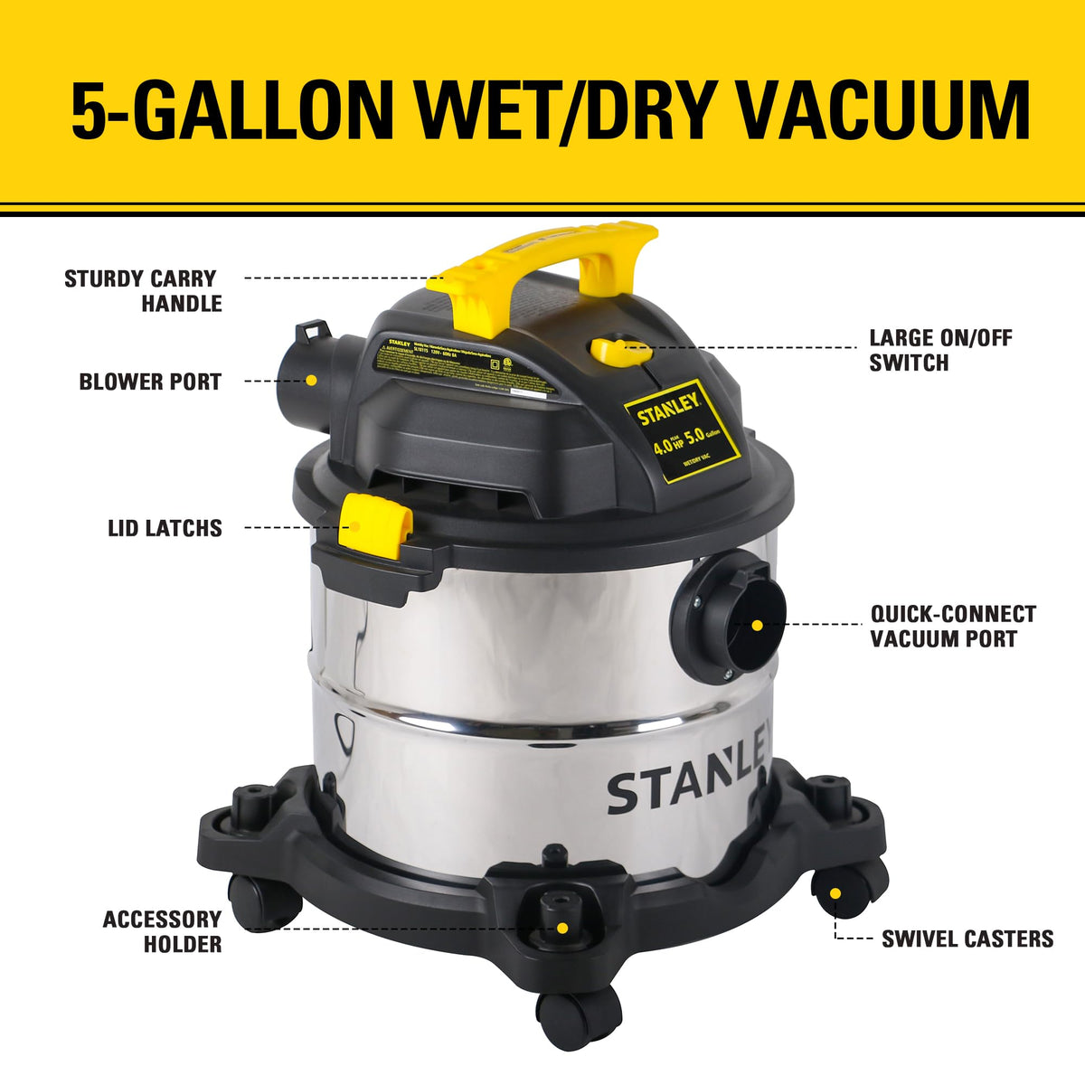 STANLEY SL18115 tank detail shows rugged steel construction for long-lasting use.