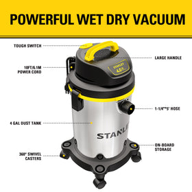 Stanley SL18129 vacuum hose extends to reach tight spaces.