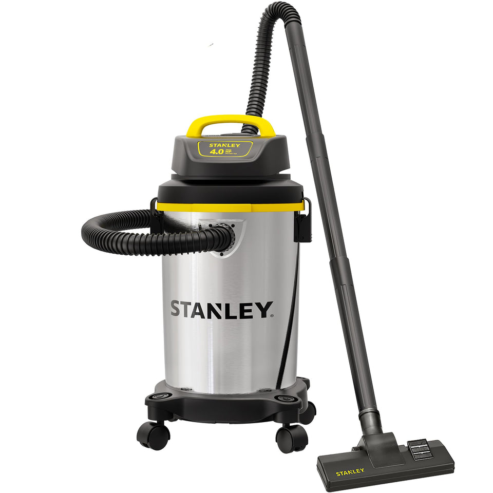Stanley SL18129 tank ready for wet and dry cleanup tasks.