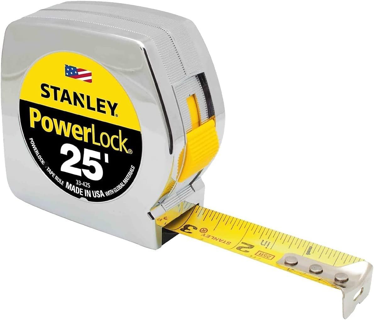 STANLEY Tape Measr PWRLOCK locking mechanism in action supports quick, accurate readings.
