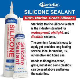STAR BRITE sealant bead on deck demonstrates durable, flexible sealing in harsh conditions.