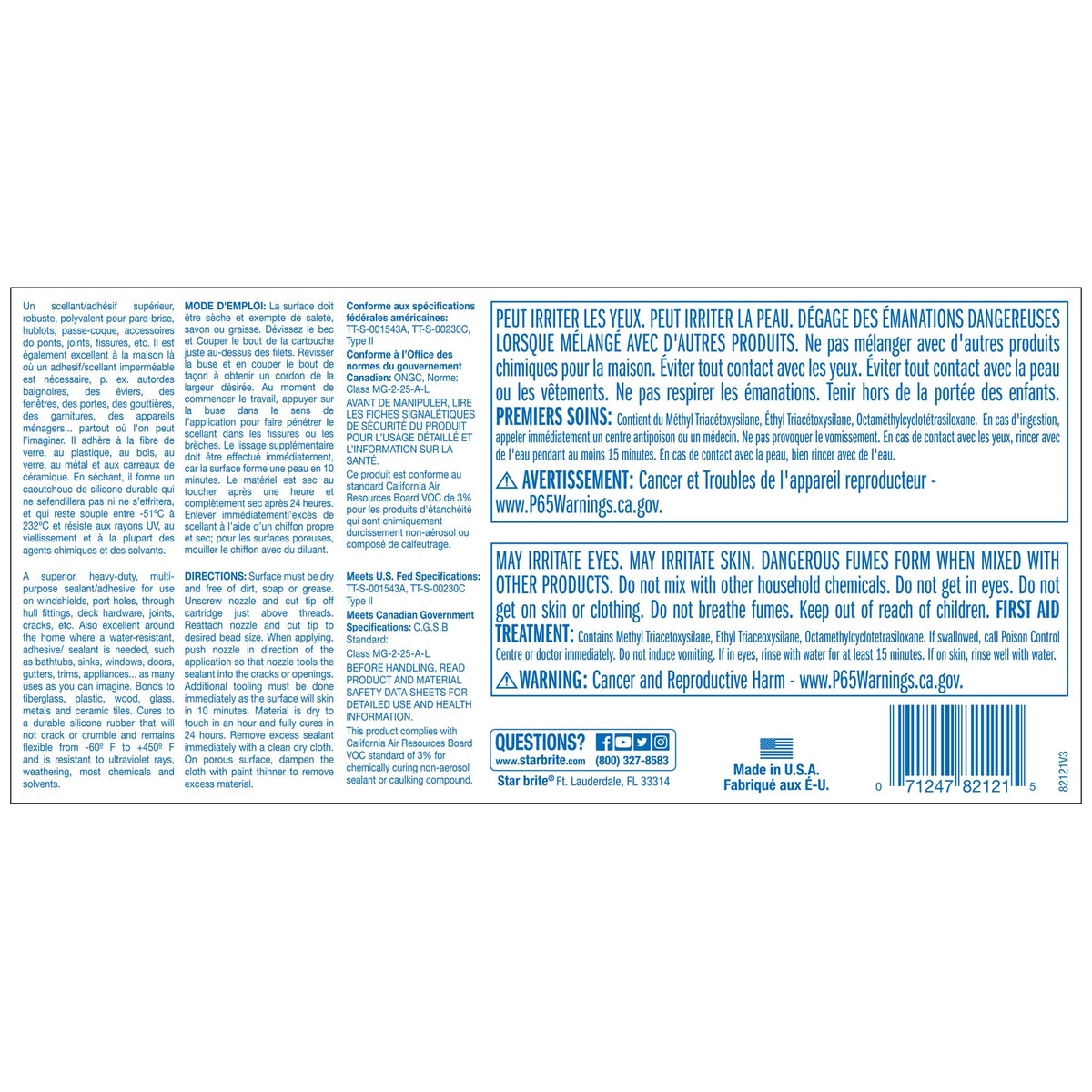 STAR BRITE Marine Silicone Sealant black bottle seals deck joints against water exposure.