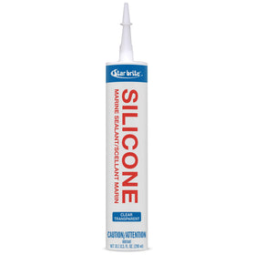 Star Brite Marine Silicone Sealant in a clear 10oz bottle showing durable waterproof seal