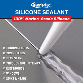 Star Brite silicone sealant curing in sun highlighting UV durability