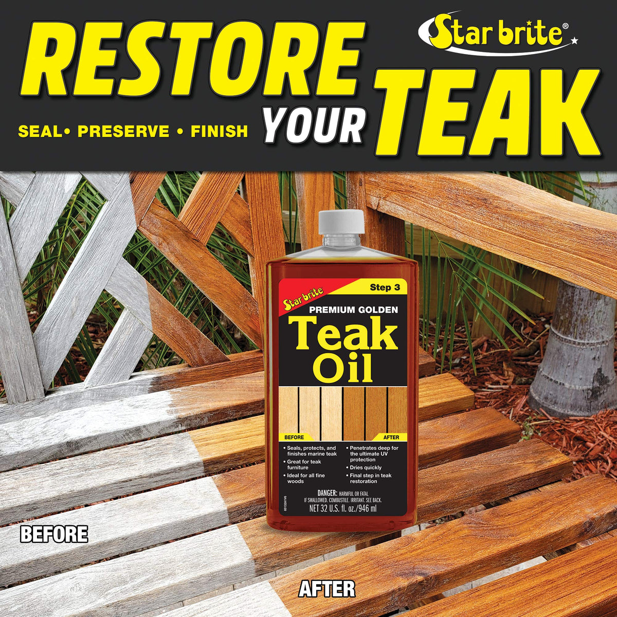 Star Brite Oil finish on outdoor deck showing UV protection and warm glow.