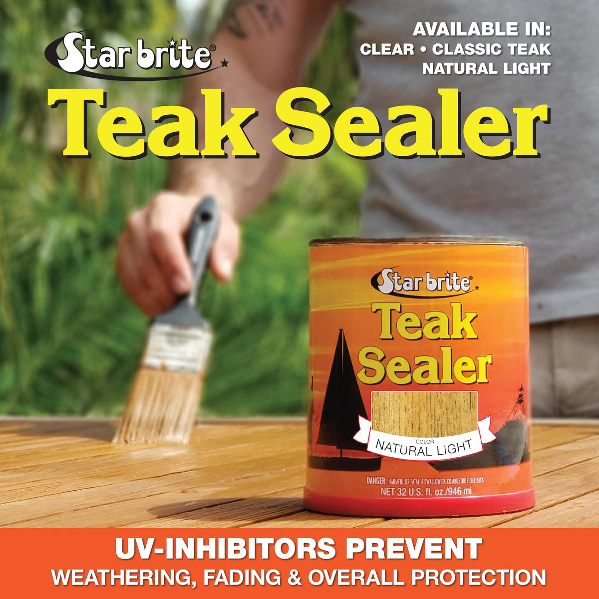 STAR BRITE Teak Sealer demonstrates single-coat coverage and wood grain enhancement