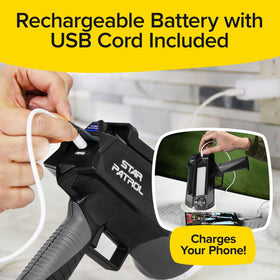 Star Patrol Platinum Mega-Bright rechargeable battery powers extended outdoor sessions