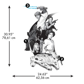 STAR WARS classic peel-stick decal kit for easy room transformation.