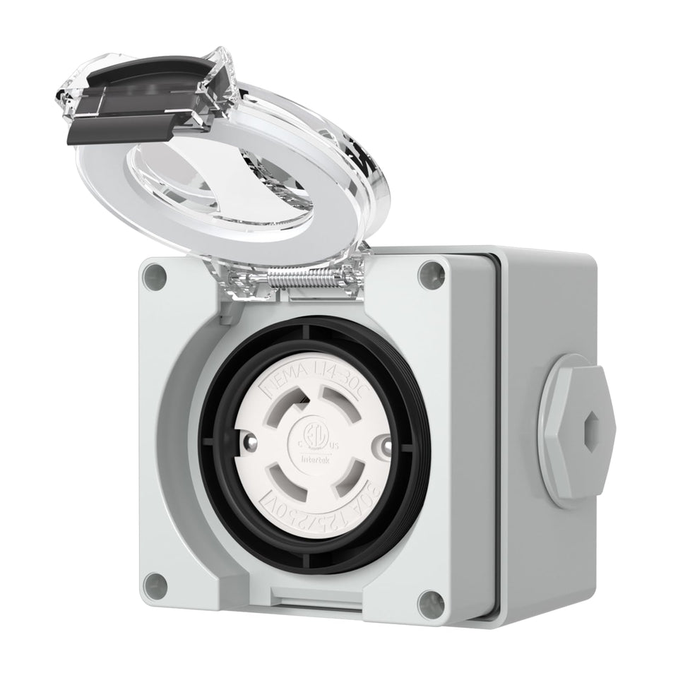 STARELO L14-30C locking plug with outdoor protective box for weatherproof connections.