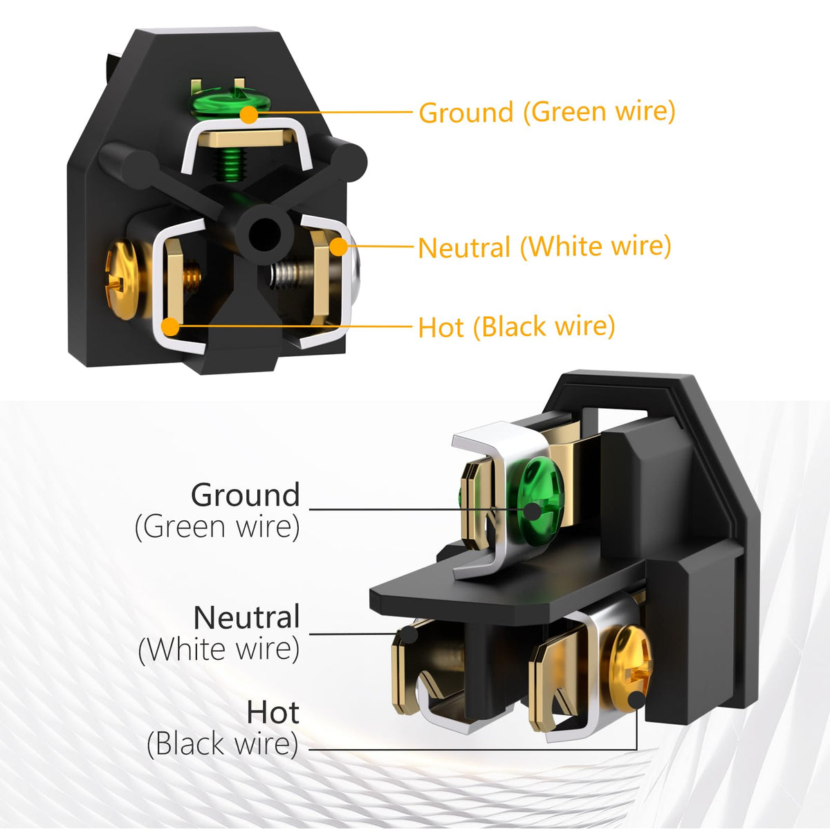 STARELO NEMA5-15P replacement plug side view showing straight blade