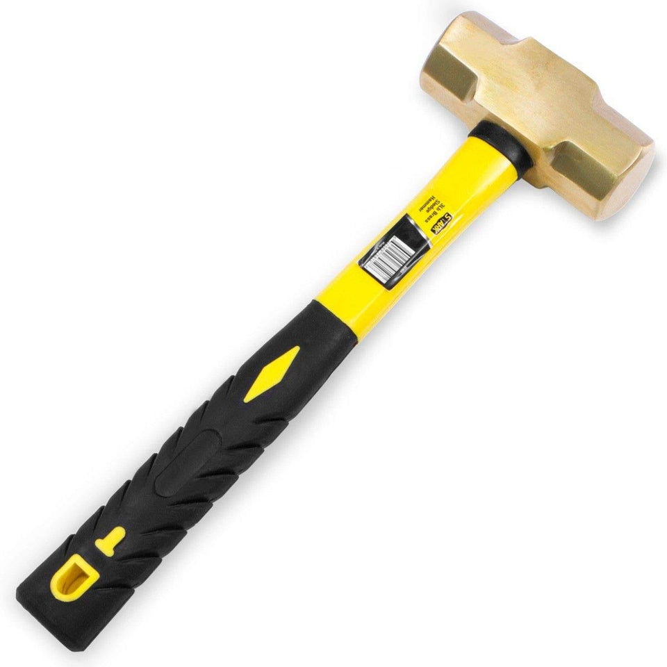 Stark USA 3lb brass head sledge hammer with fiberglass handle for powerful, controlled swings.
