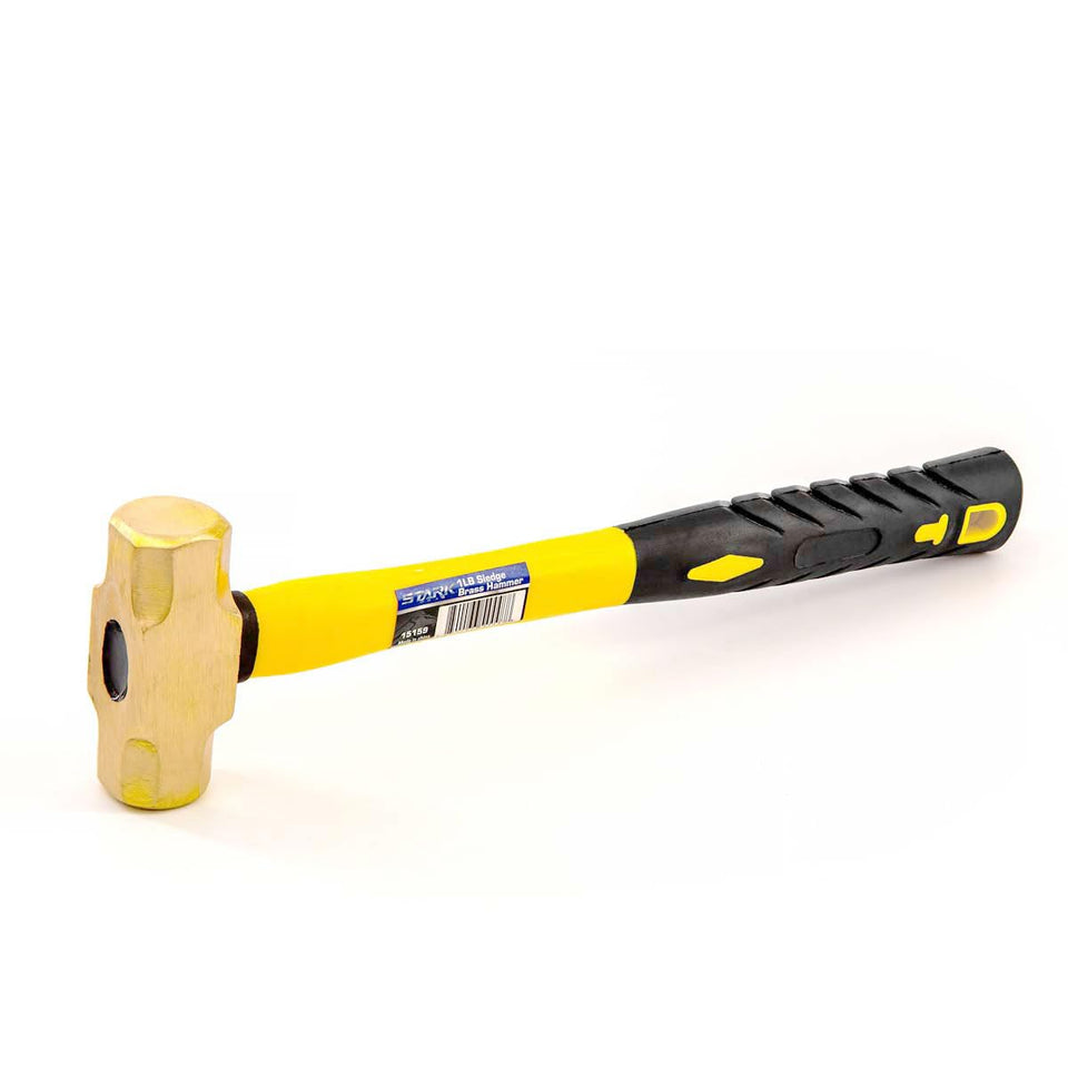 Stark USA brass sledge hammer front view with ergonomic grip for controlled swings.