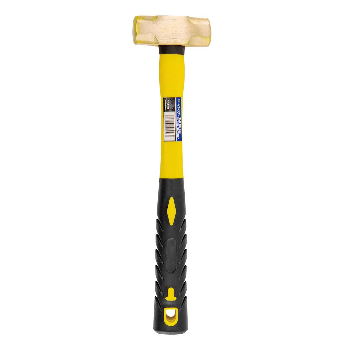 Stark USA brass sledge hammer side view highlighting textured non-slip grip for steady use.