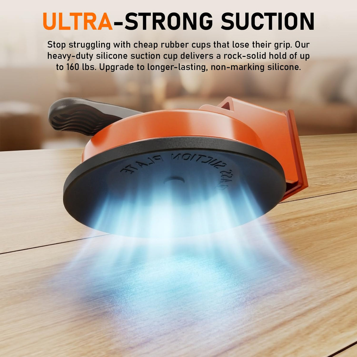 StarLume Floor Gap Fixer Tool suction cup in action on a smooth floor.