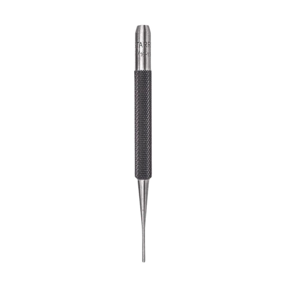 Starrett drive pin punch with knurled grip for reliable pin driving