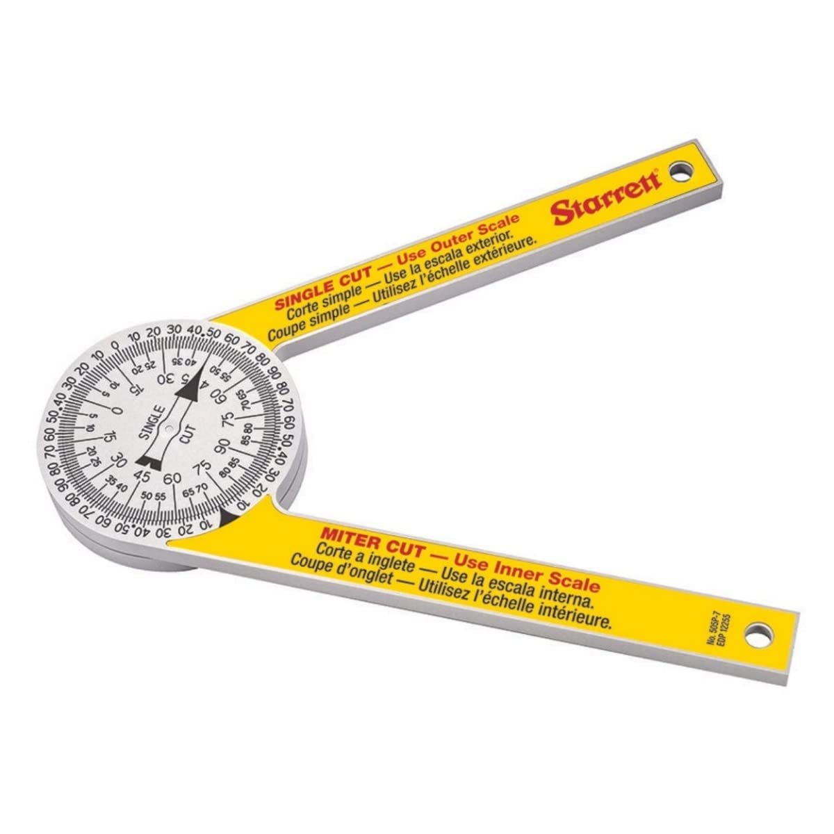 Starrett ProSite miter protractor with laser-engraved scales for precise angle transfers.