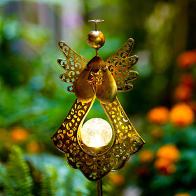 Starryfill Angel Stake in bronze metal finish withstands weather for year round use